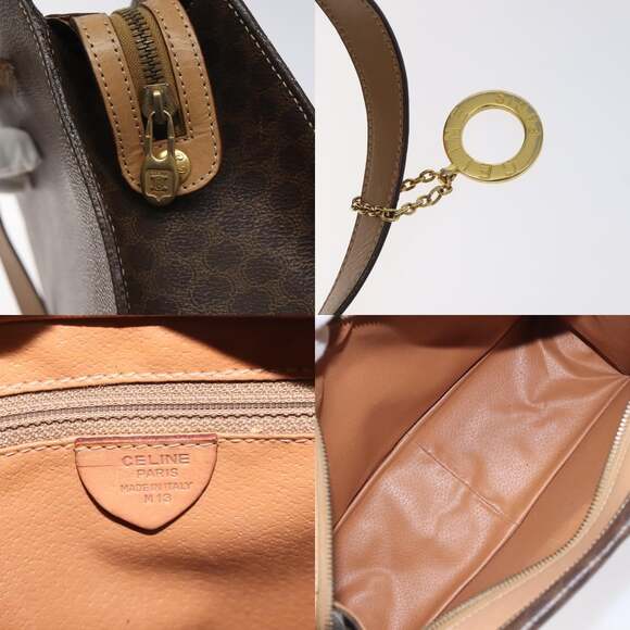CELINE Macadam Canvas Shoulder Bag Pvc Brown Gold - Picture 11 of 12